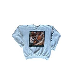 Vintage 90s Heavyweight Nature Wildlife Tiger Friends Are The Earth Sweatshirt